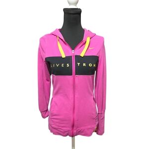 Nike Full Zip Colorful Graphic "Livestrong" Hoodie Size M *flawed*